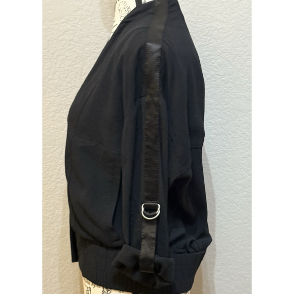 Helmut Lang Size SP Blaze Black Crepe Bomber Jacket Snap Front D Ring Sleeves - Picture 5 of 11